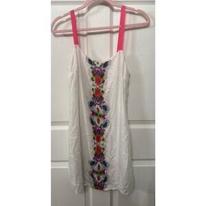 by Smith New York White Lightweight Boho Print Shift Dress, sz O